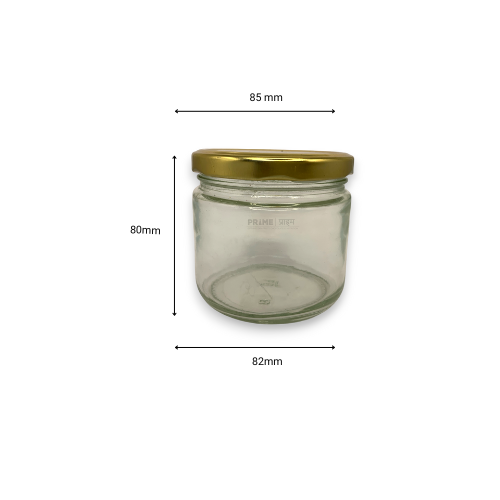 Round Glass Jar Salsa with Metal Lug Cap/Golden / 350ml