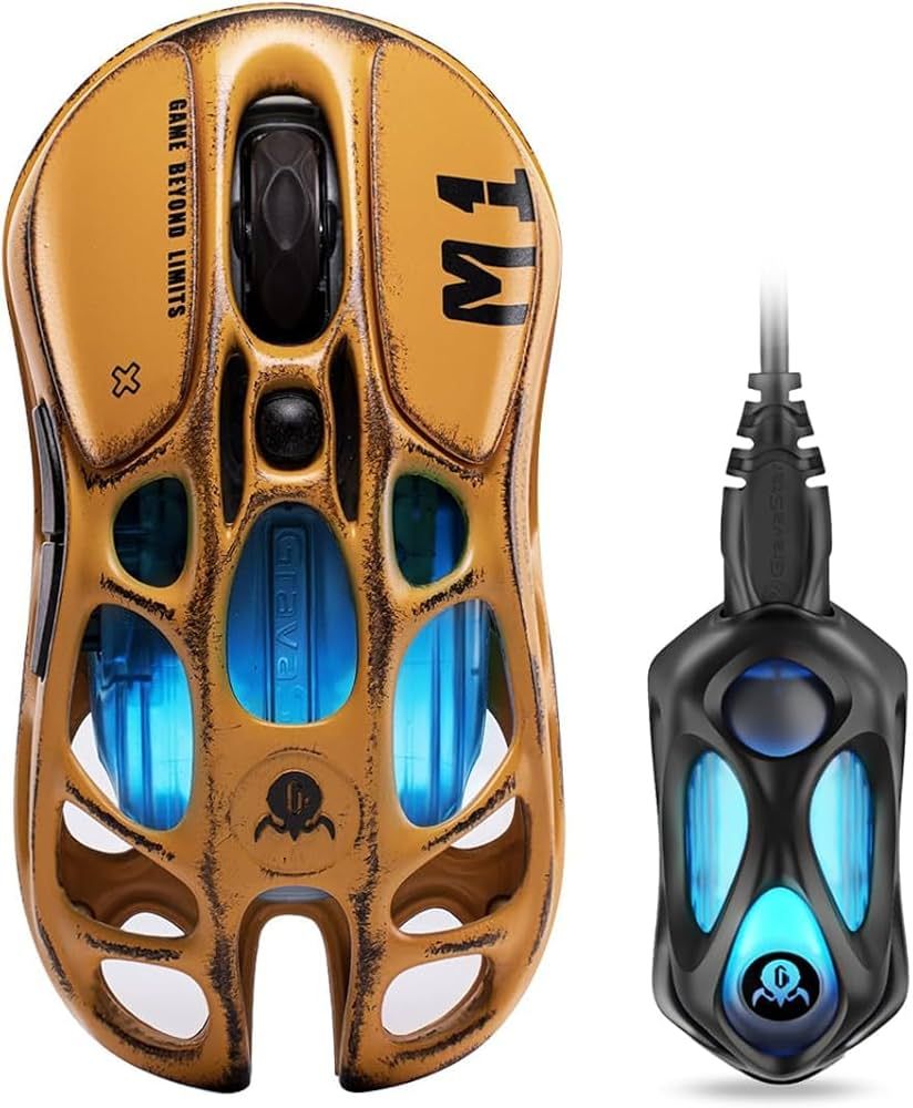 Gravastar yellow MZ MI Mouse Tri Mode Magnesium Alloy Mouse Paw3395 Gamer Bluetooth Wireless E-Sports