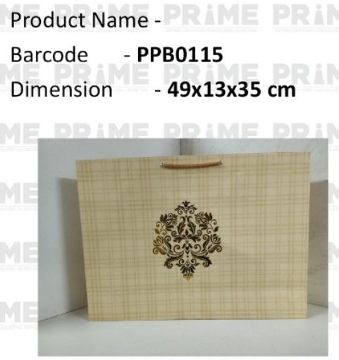 Bag Paper Gold Foil	14X19 in Cream Checks