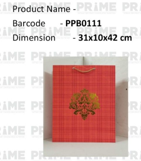 Bag Paper Printed Foil 12X17 in Red