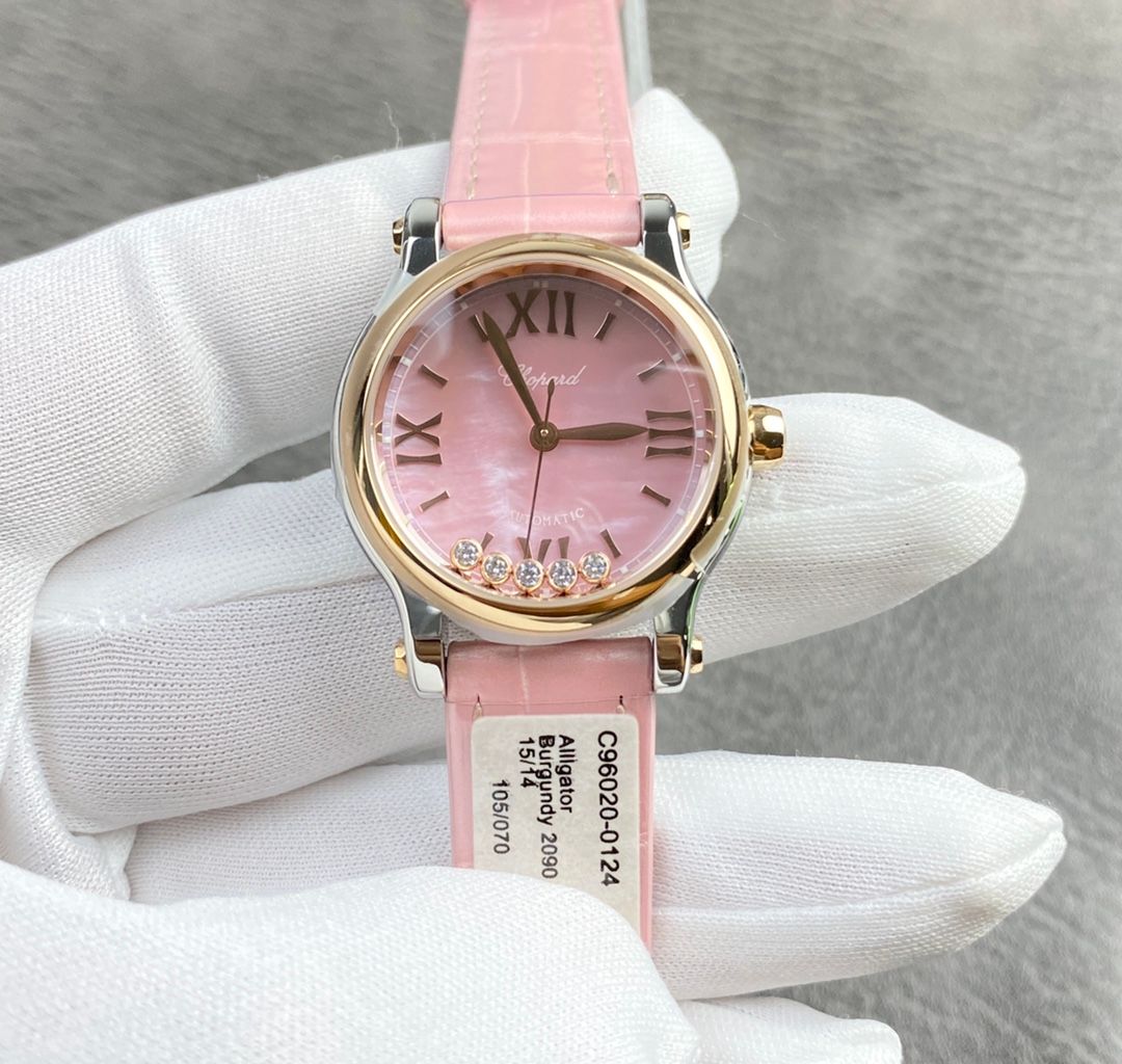 Chopard Pink Dial Watch-Pink and Rose Gold