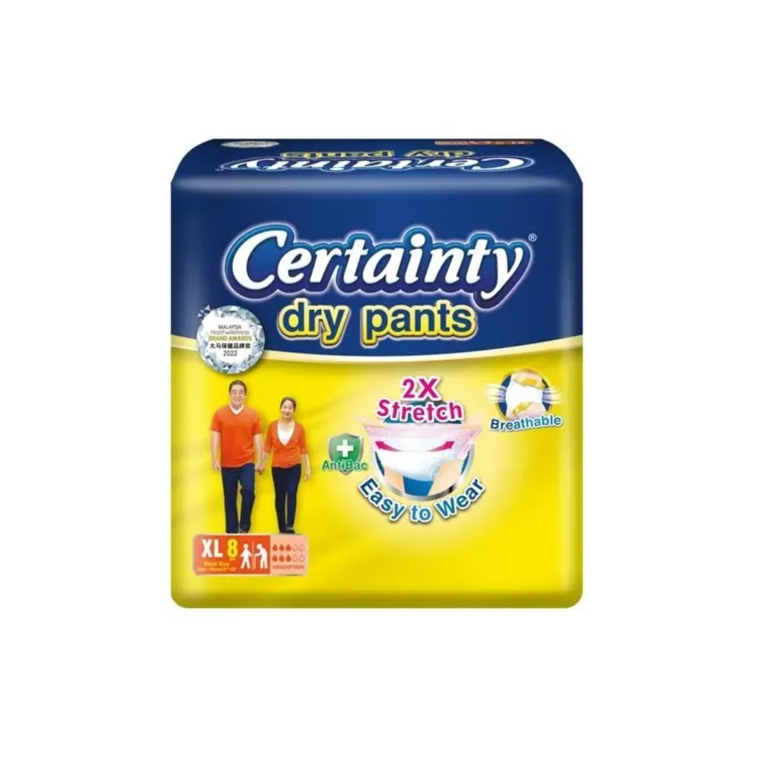 CERTAINTY DRYPANTS ADULT DIAPER XL 8'S