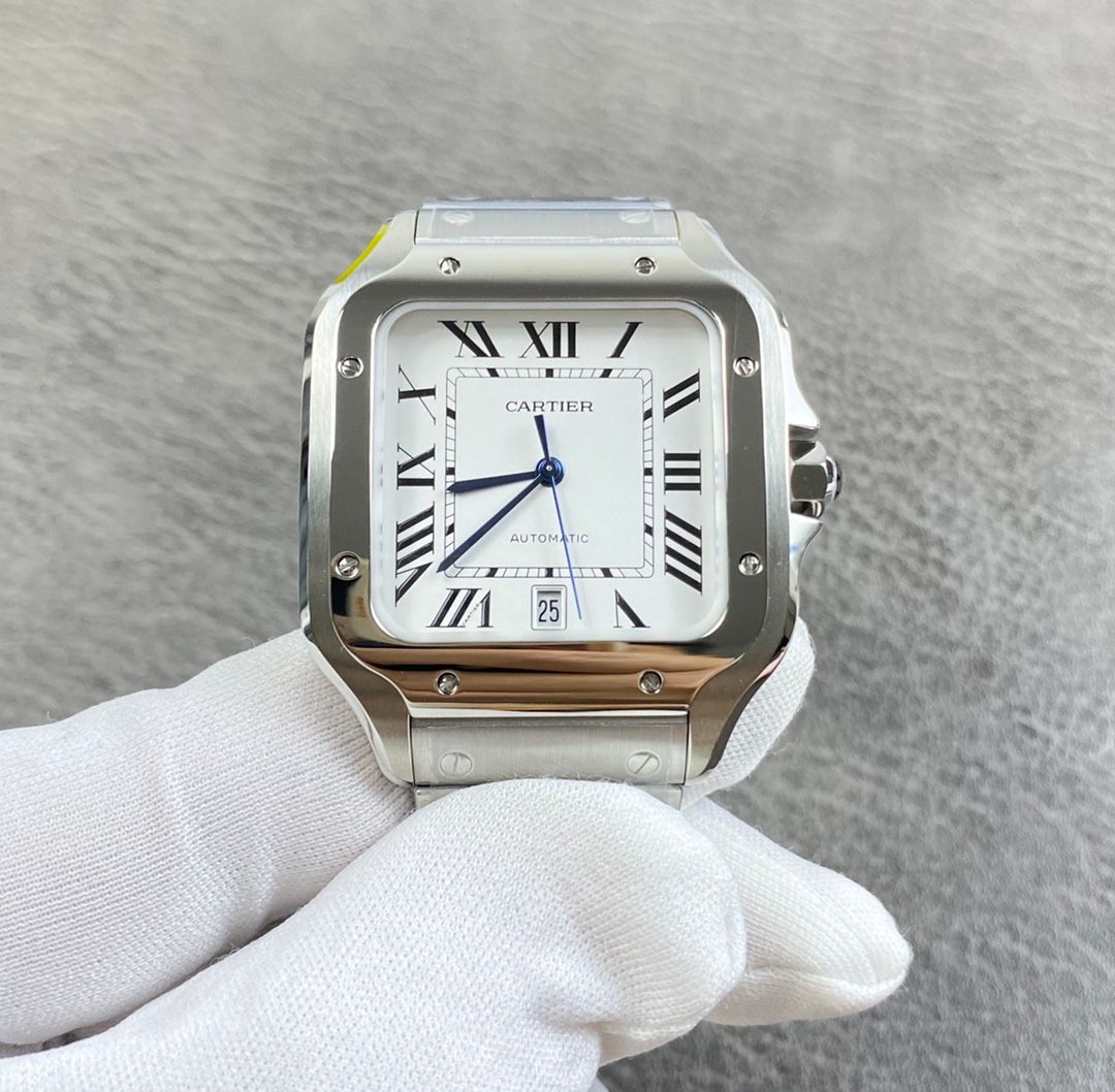 Cartier Santos White Dial and Silver