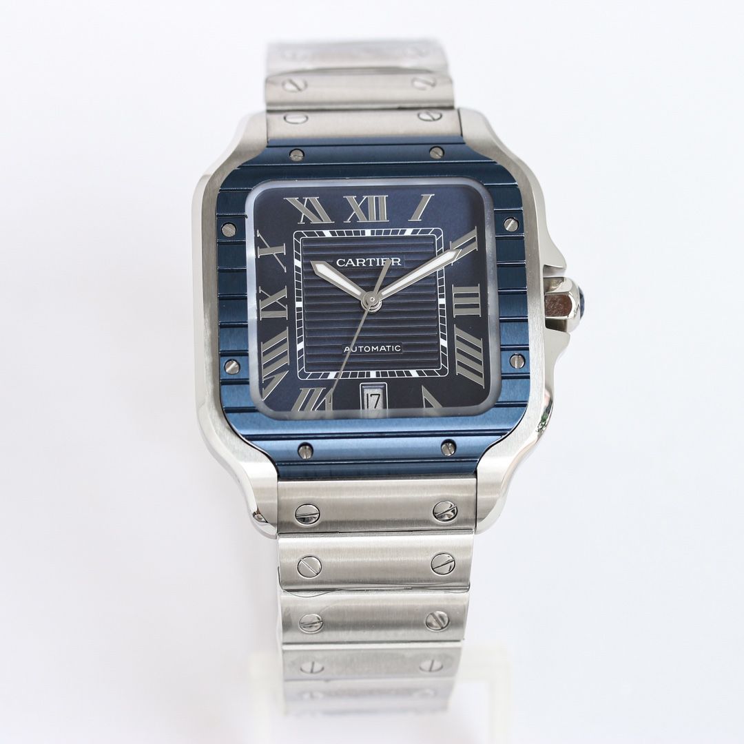 Cartier Santos Blue Dial with Silver Accents