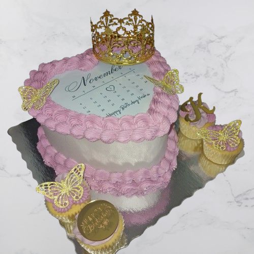 8-inch Double Layer Heart Crown Cake Combo