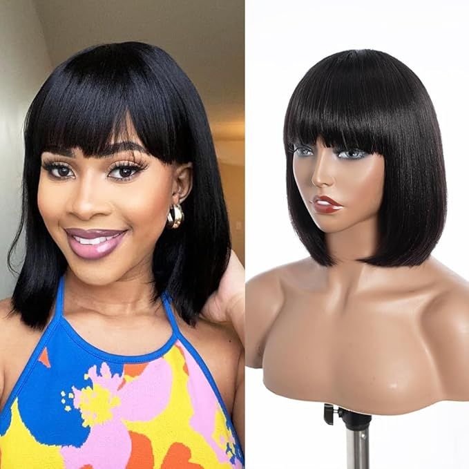 10" Yaki Straight Bob Wig With Bang