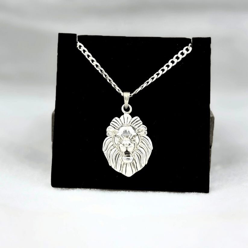 Silver 925 King of Animals Pendant with Chain for Men