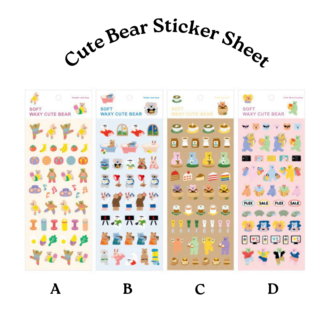 Cute Bear Sticker Sheet