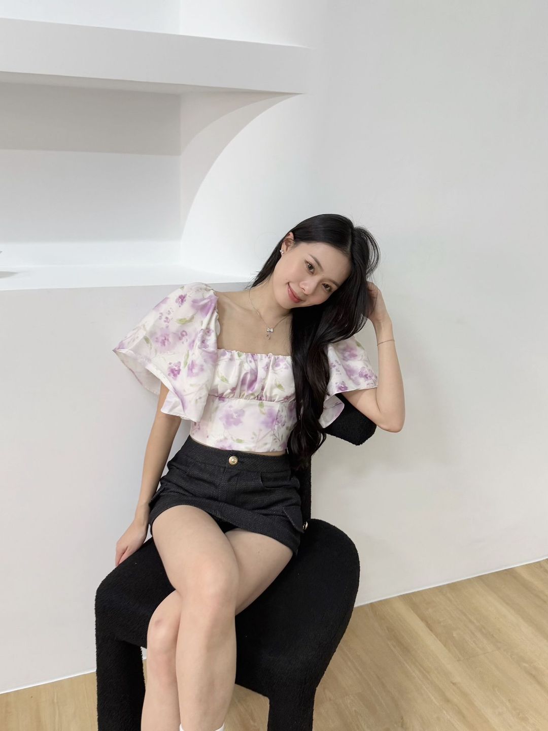FLORYN FLUTTER SLEEVE TOP (PURPLE)