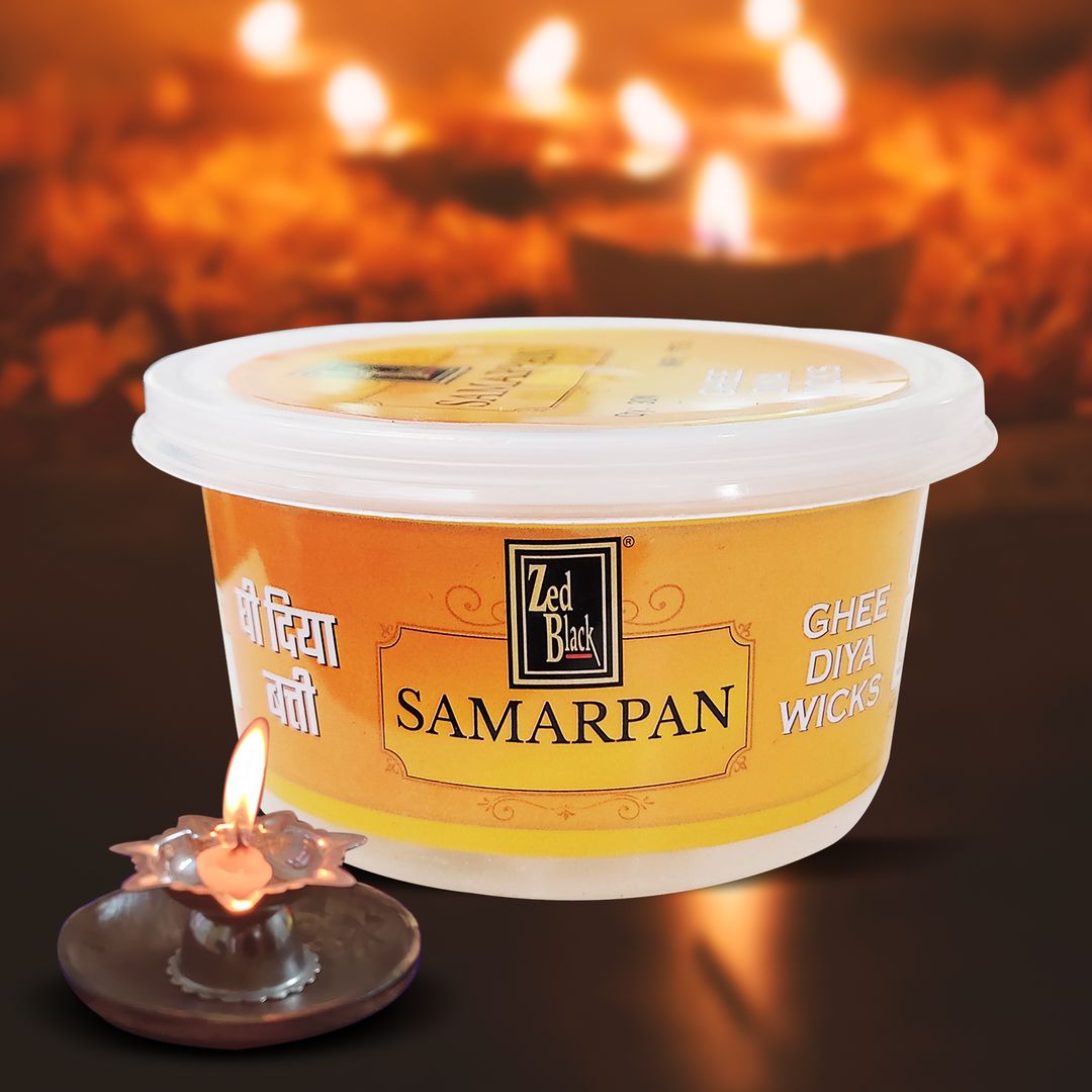 Zed Black Samarpan - Ghee Diya Wicks / Diya Batti (Dozen)