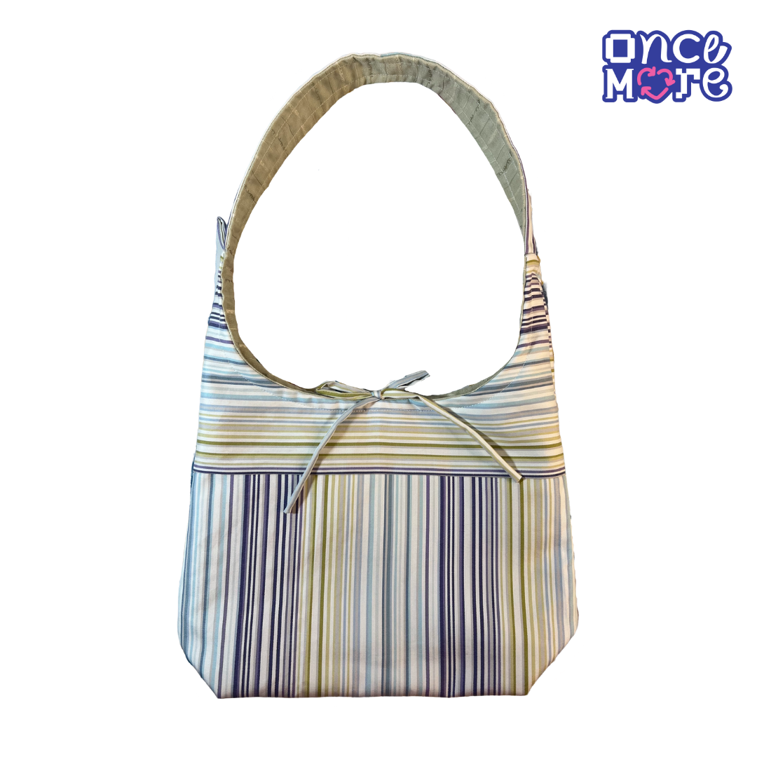 Blue-Green Striped Tote Bag