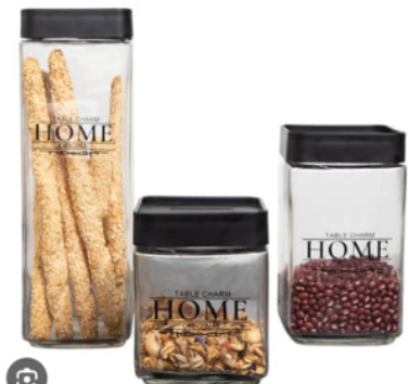 3pc Boston Storage Jar Set - 270ml, 400ml, 800ml (New)