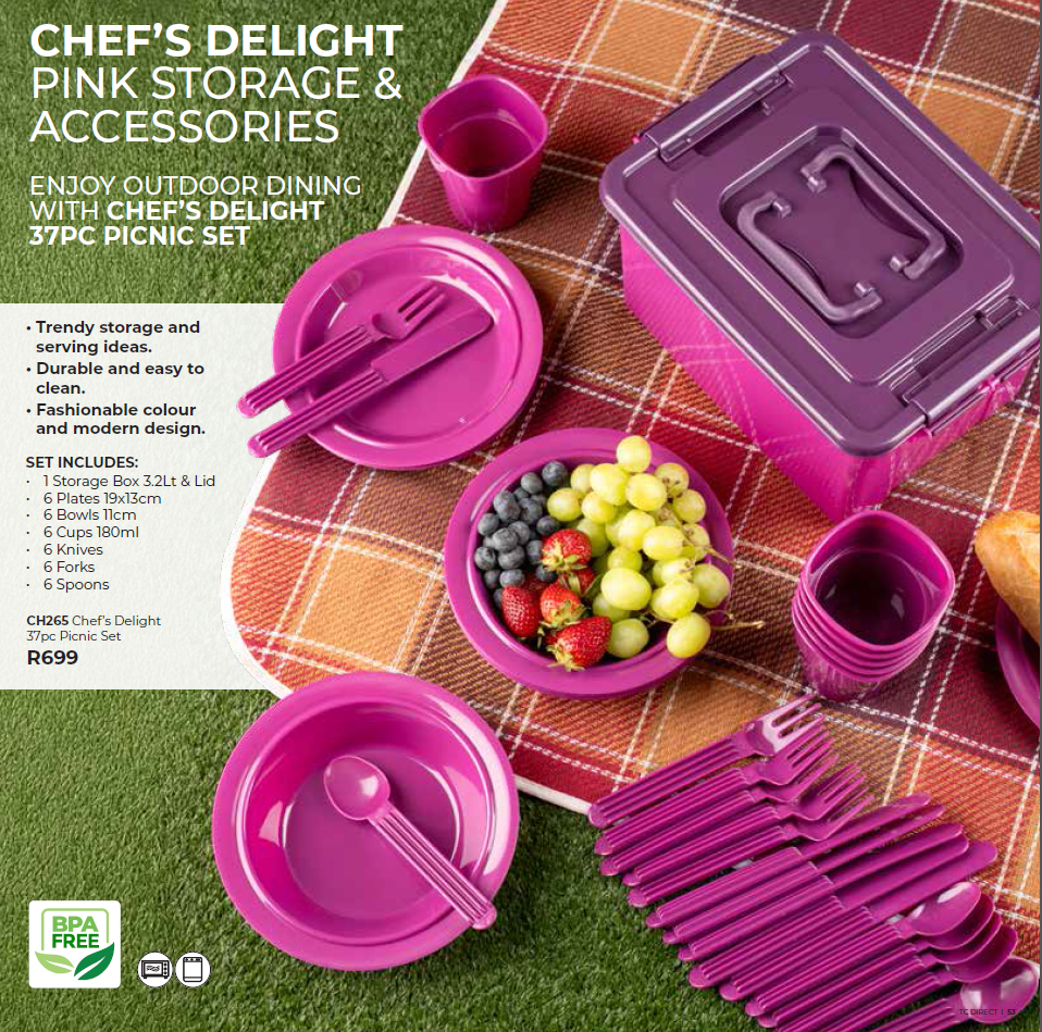 Chef's Delight 37pc Picnic Set Purple 