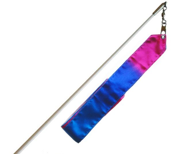 TULONI |  White Stick 60cm & Ribbon 5m Blue-White-Fuxia incl. Grip T0054