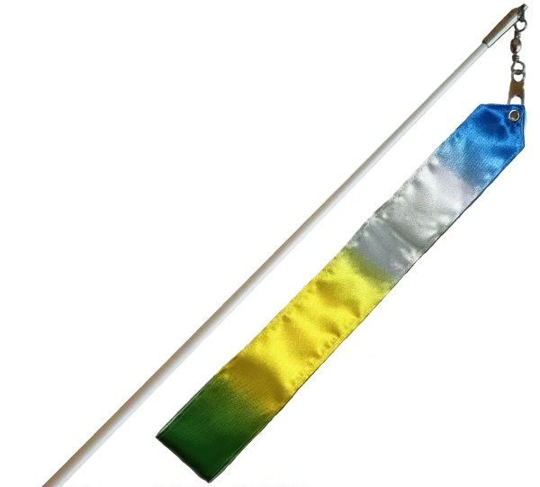 TULONI |  White Stick 60cm & Ribbon 5m col. Yellow-Blue-Green-White T1297