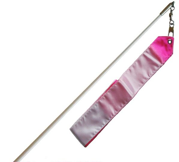 TULONI |  White Stick 60cm & Ribbon 5m col. White-Pink incl. Grip T0056