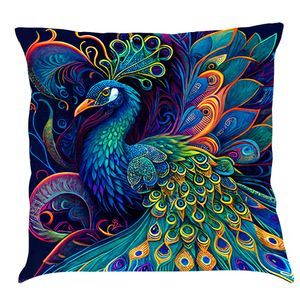 Peacock decorative pillow case for office 