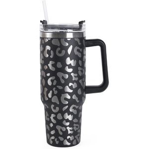 Leopard Tumbler mug with straw