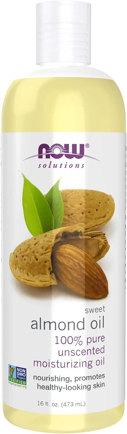 NOW Sweet Almond Oil, 100% Pure Moisturizing Oil, Promotes Healthy-Looking Skin, Unscented Oil