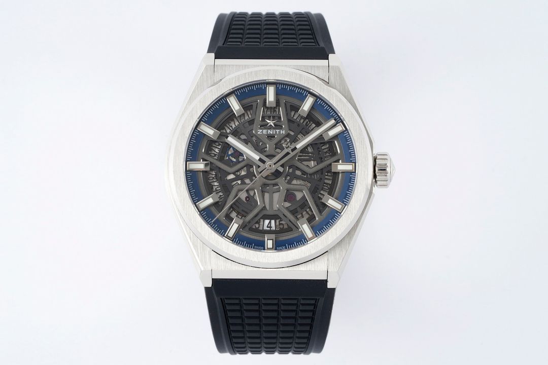 Zenith Defy Skeleton Silver With Black Strap