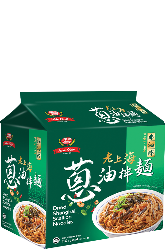 Woh Hup Dried Shanghai Scallion Noodles 4x110g