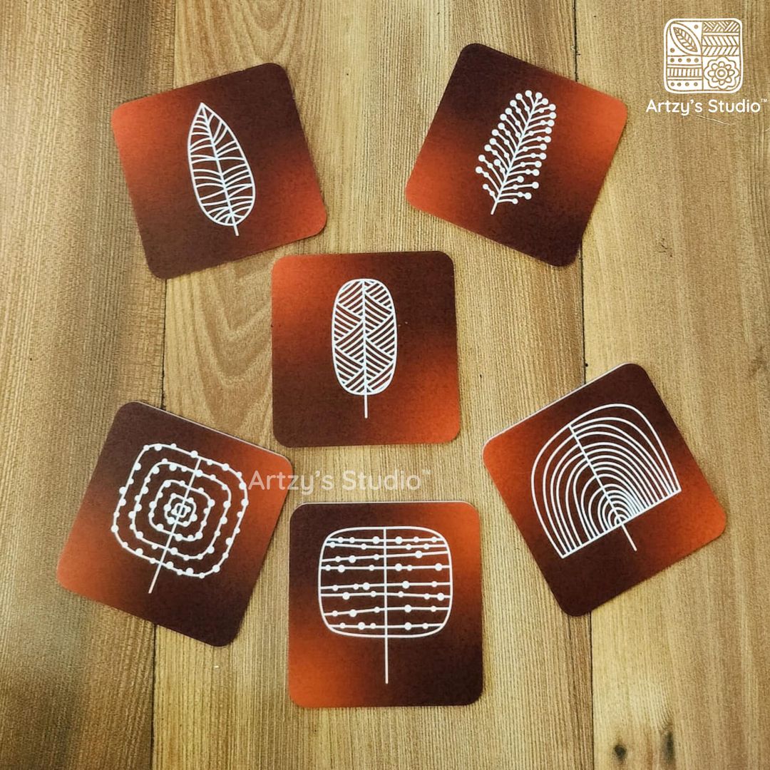 Digital Dark Brown Tea Coaster - 6 Pieces