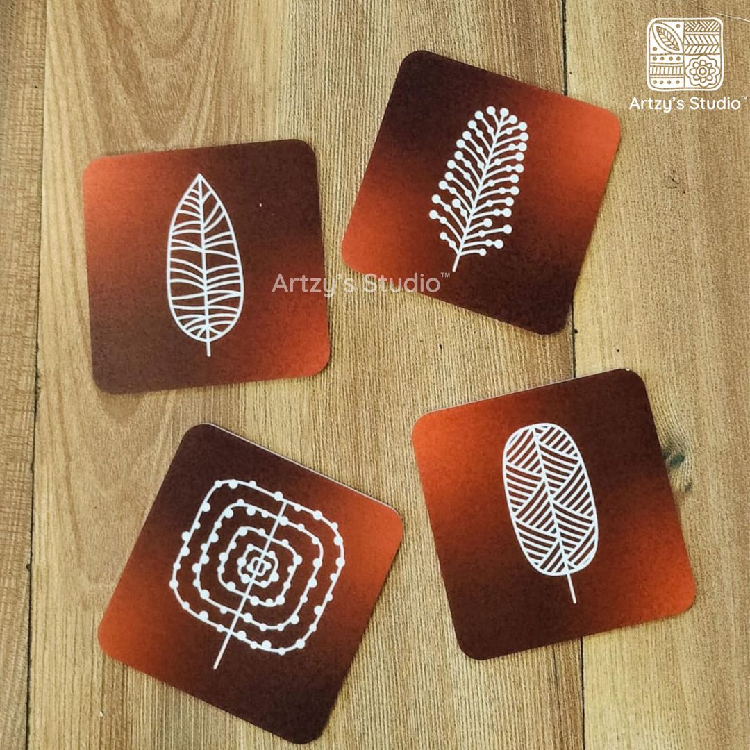 Digital Dark Brown Tea Coaster - 4 Pieces