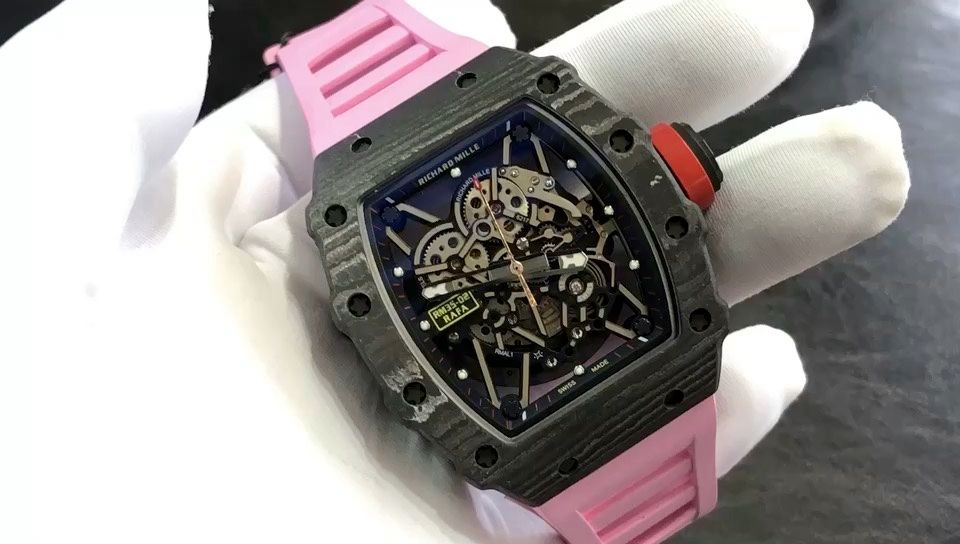 Richard Mille RM Carbon Black with Pink Rubber Strap