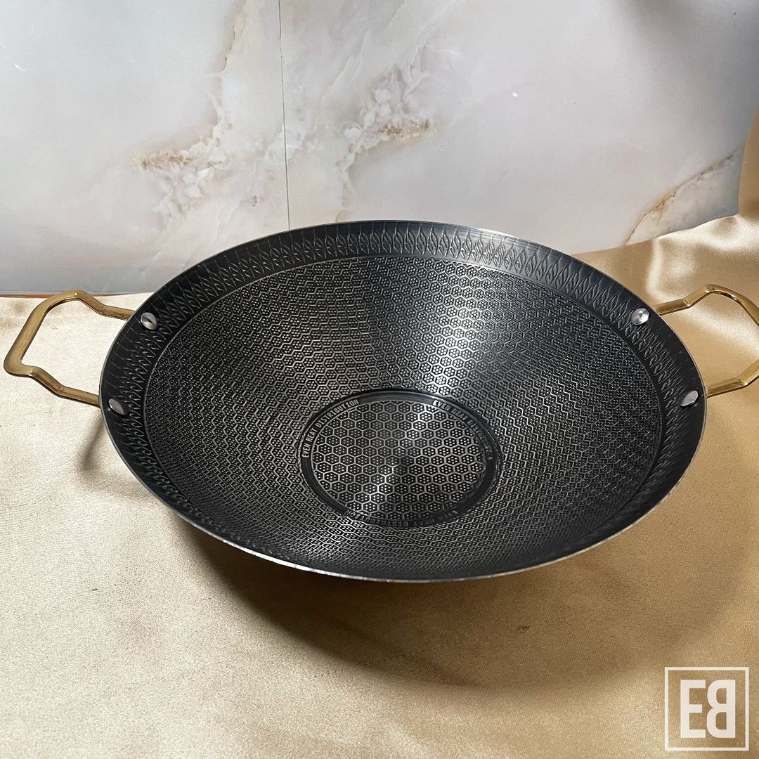 NEW BLACK THICKENED 304 STAINLESS-STEEL HONEYCOMB WOK 30CM CODE: K53