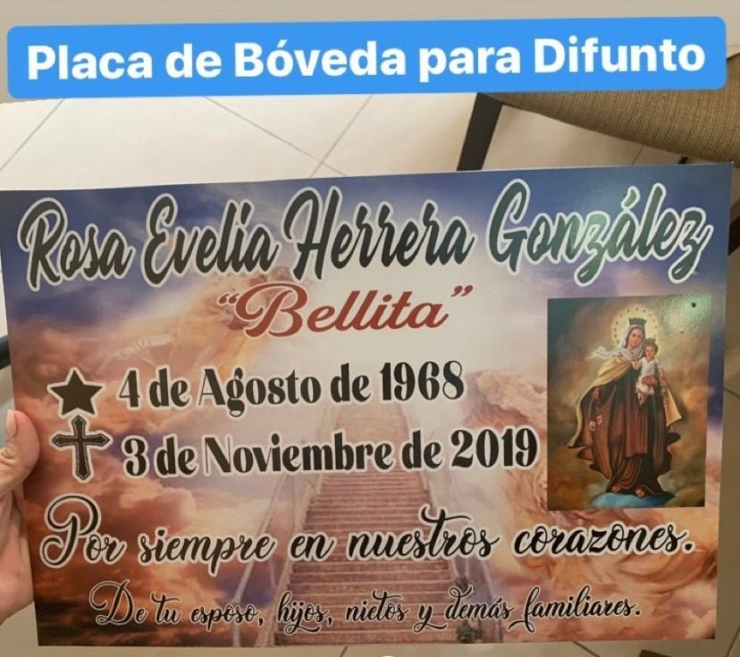 PLACAS DE BOVEDA PARA DIFUNTOS