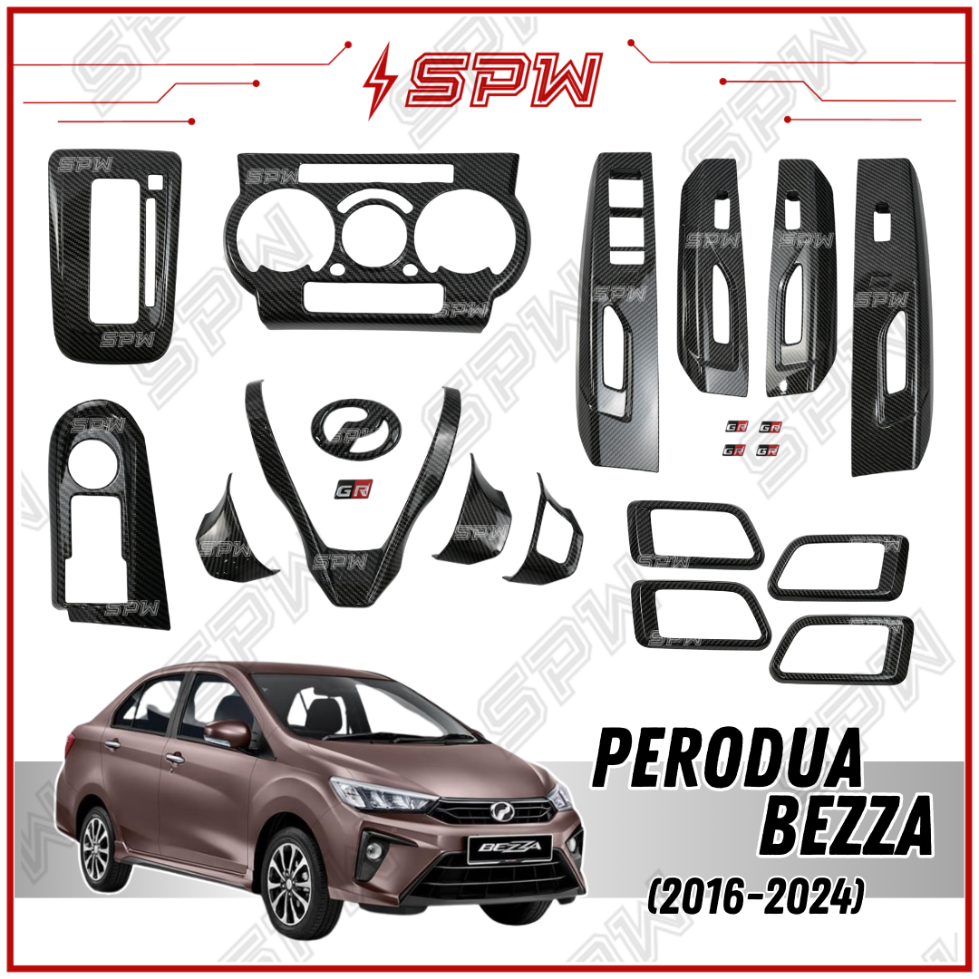 Perodua Bezza 2016-2024 Interior Accessories Decoration Carbon Fiber CF Look Trim Panel Switch Cover Garnish Accessory 2016 2017 2018 2019 2020 2021 2022 2023 2024