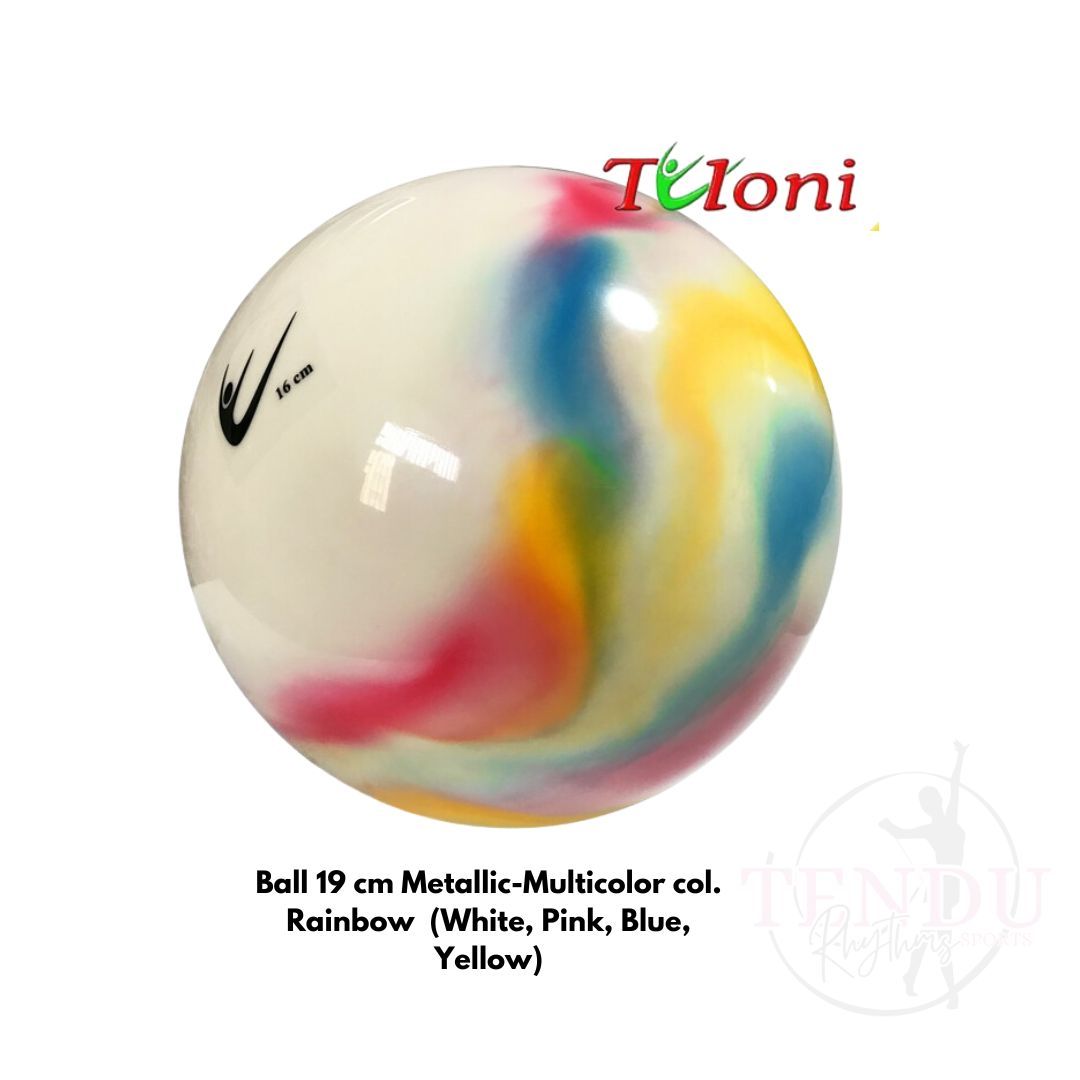 TULONI |  Ball 18 cm Metallic-Multicolor col.  Rainbow (White, Pink, Blue, Yellow) (BA-T18M-MWBPY)