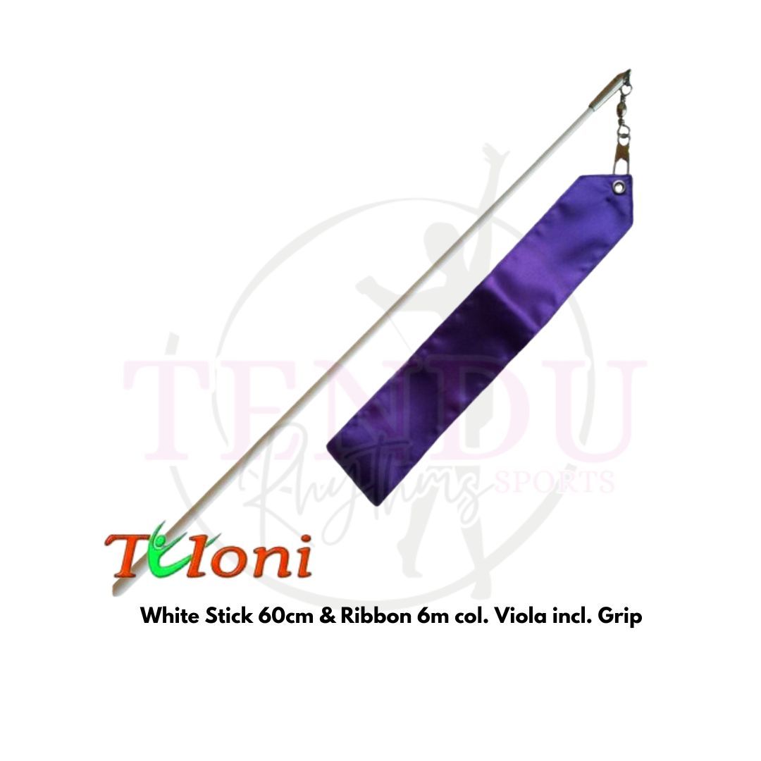 TULONI |  White Stick 60cm & Ribbon 6m col. Viola incl. Grip (RS-T6MW-V