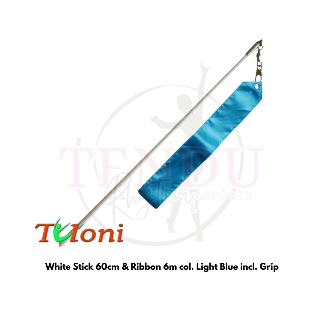 TULONI |  White Stick 60cm & Ribbon 6m col. Light Blue incl. Grip (RS-T6MW-LB)