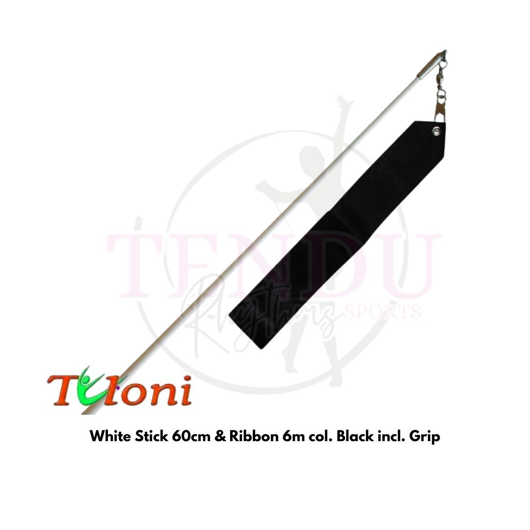 TULONI |   White Stick 60cm & Ribbon 6m col. Black incl. Grip (RS-T6MW-B)