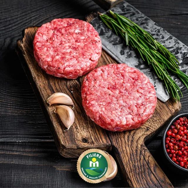 Deux steacks hachés de boeuf maigre 250g 