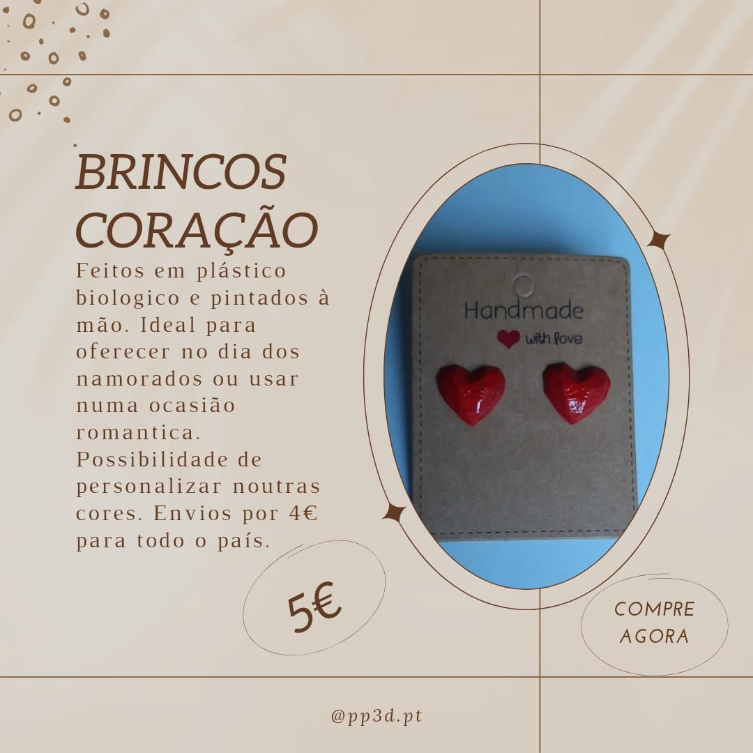 Brincos coração Low poly