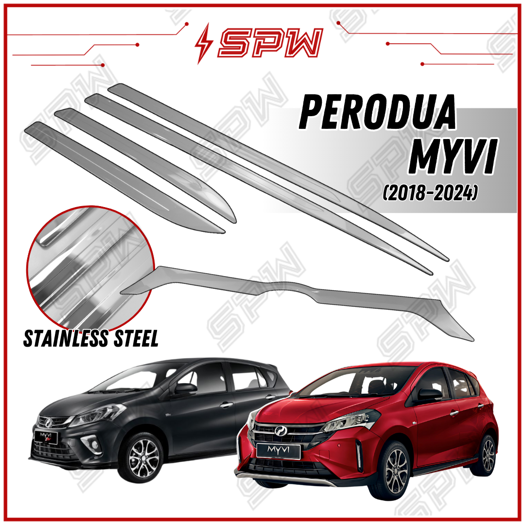 Perodua Myvi G3 2018-2024 Stainless Steel Chrome Trim Garnish Cover Side Door Moulding Rear Center Garnish Exterior Accessories 2018 2019 2020 2021 2022 2023 2024