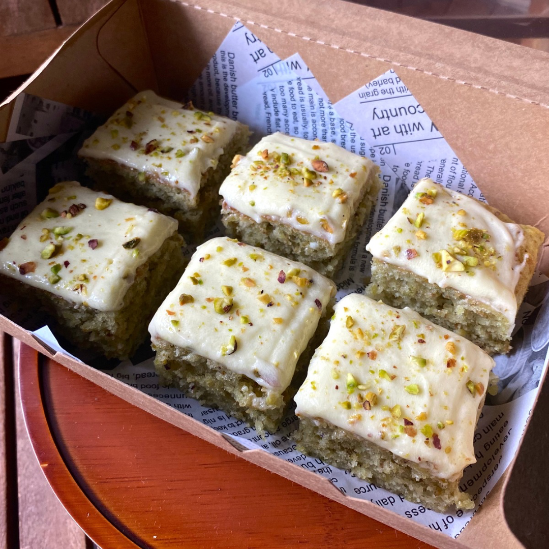 Mini Pistachio Cake with Lemon Cream Cheese