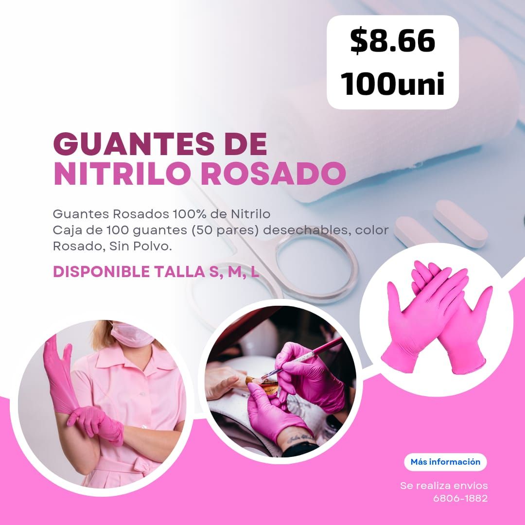 Guantes de nitrilo rosado