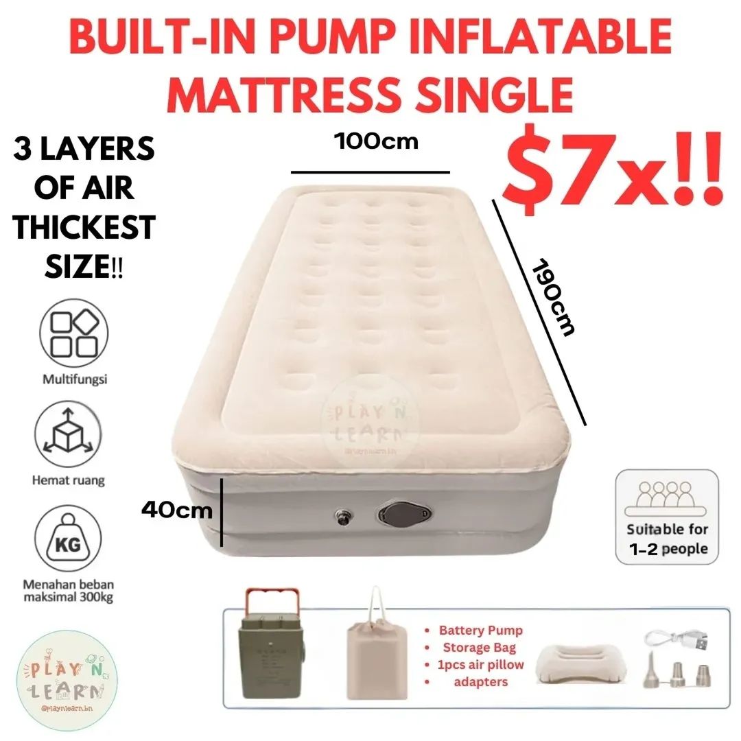 AUTO INFLATABLE MATTRESS WITH BUILT-IN BATTERY PUMP  (INSTOCK)