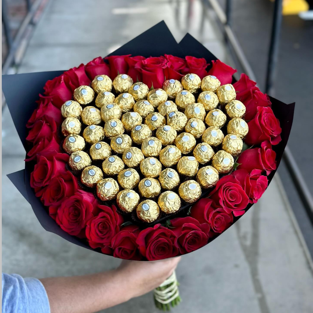 25 Premium Roses + 55 Ferrero Roche