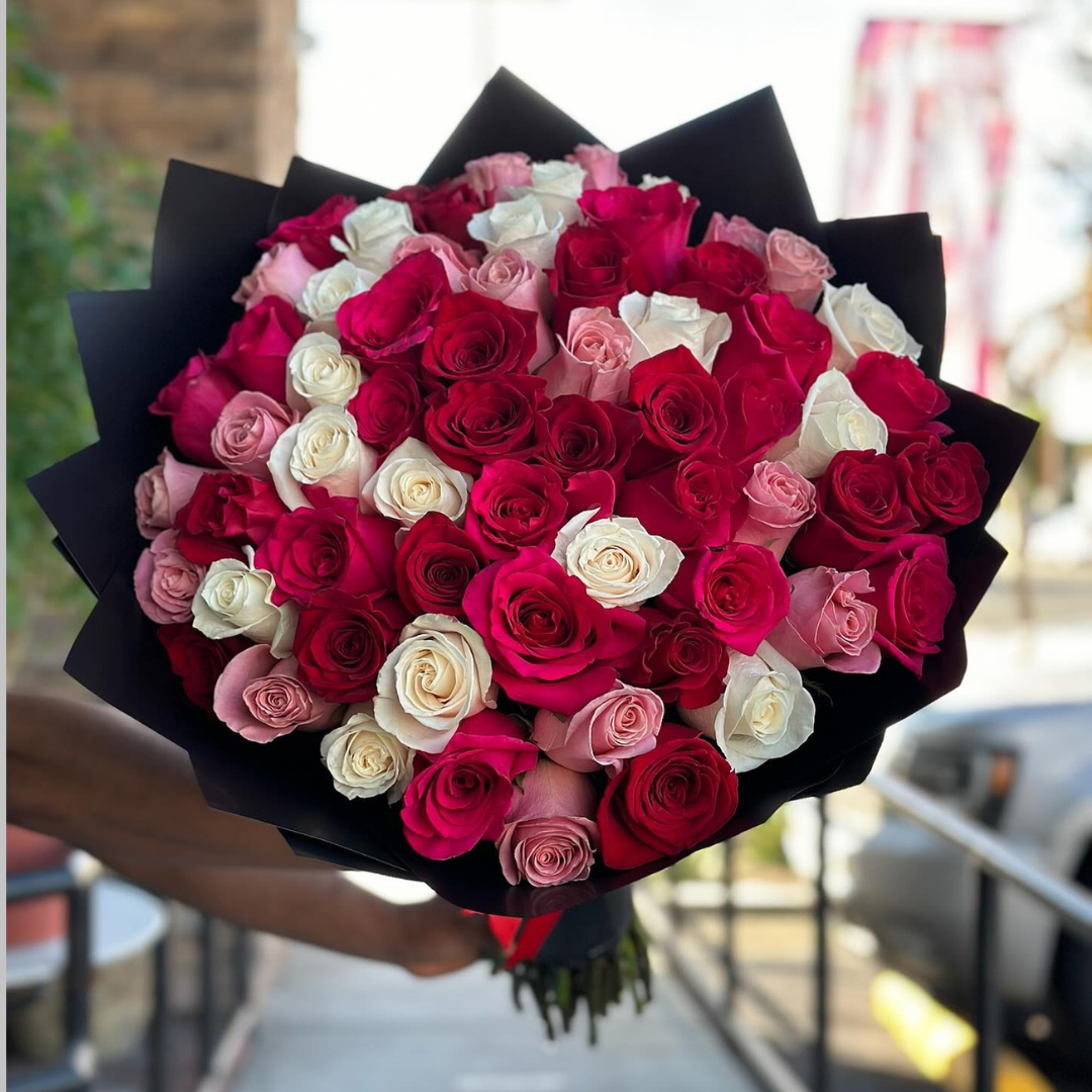 50 Premium Roses (Red+Pink+White)