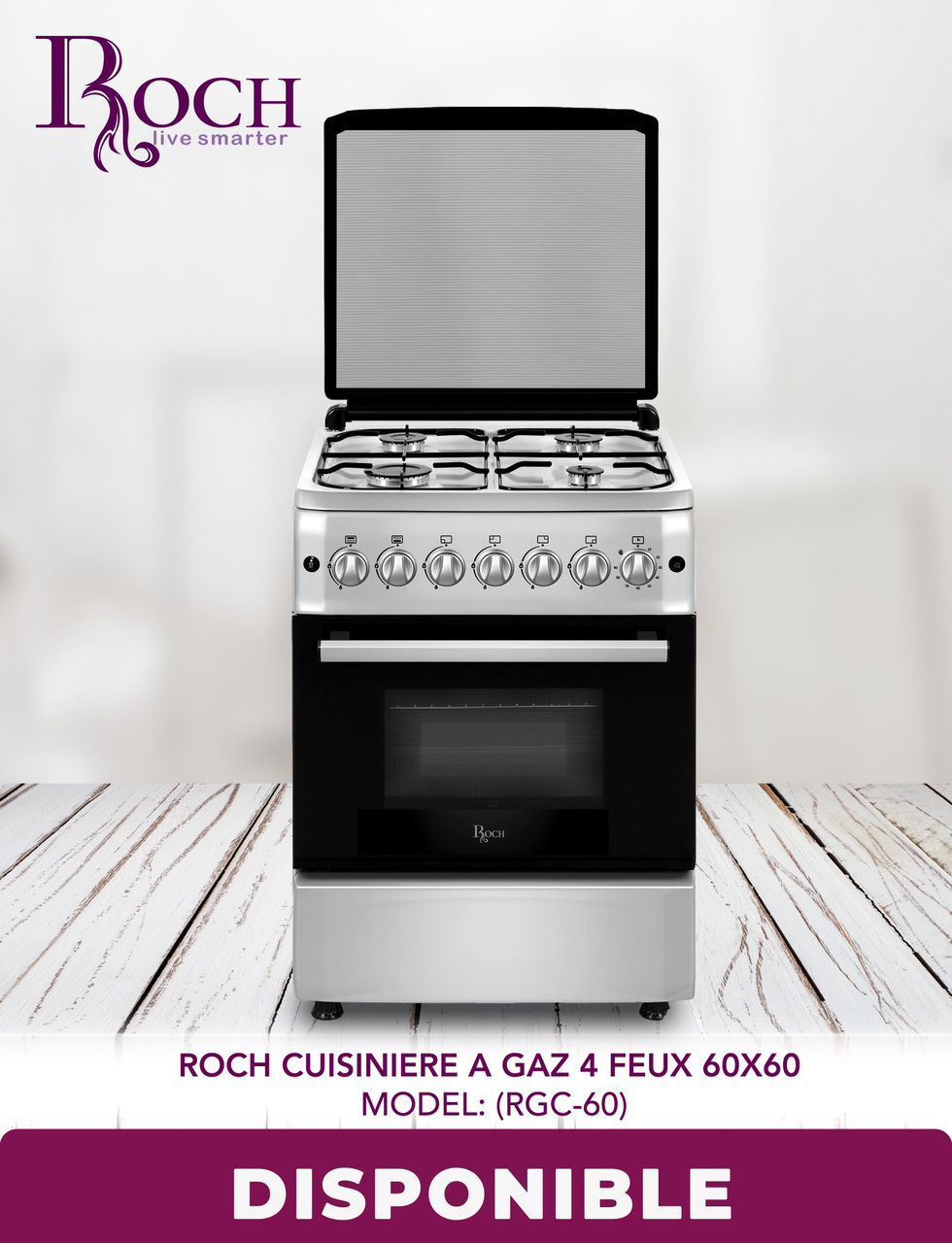 Cuisinière Roch 4feux 60/60 full options 