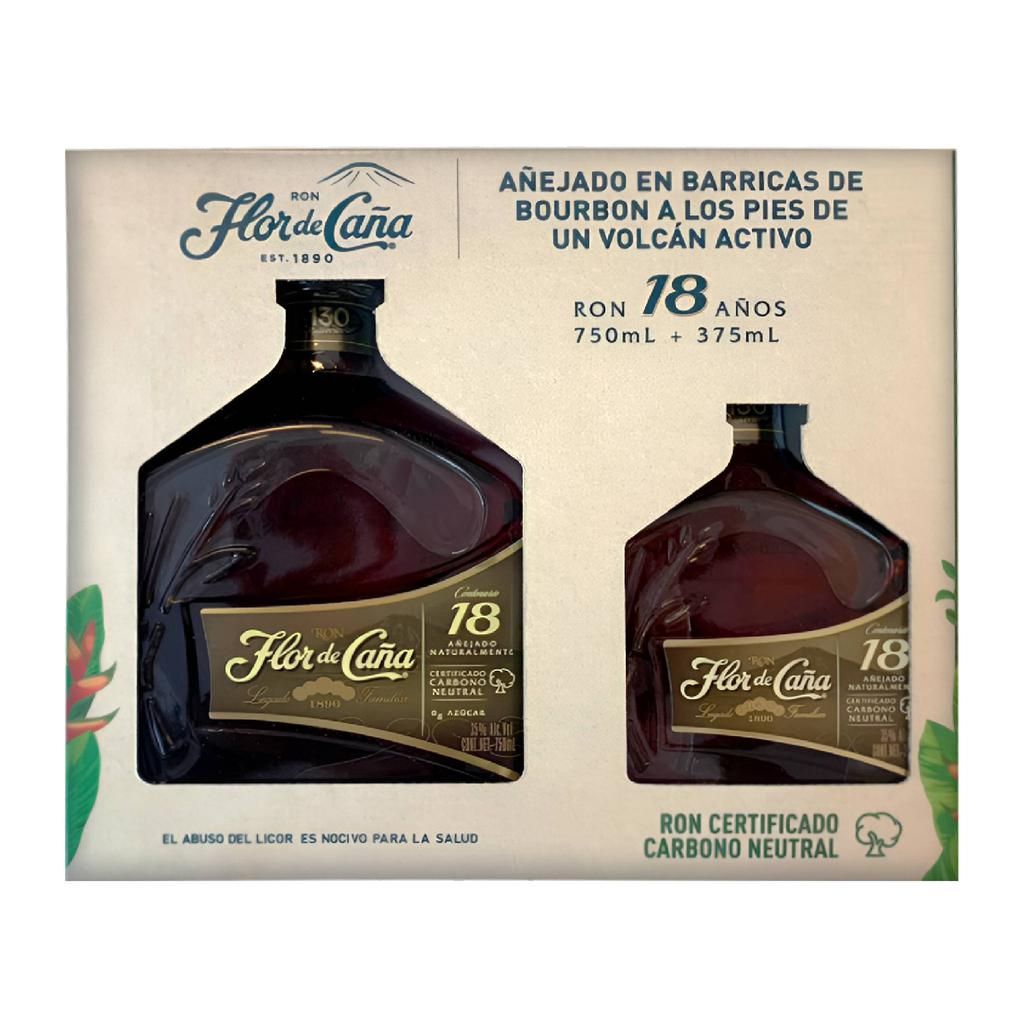 Flor de Caña Estuche de Regalo Ron 750 mL + 375 mL