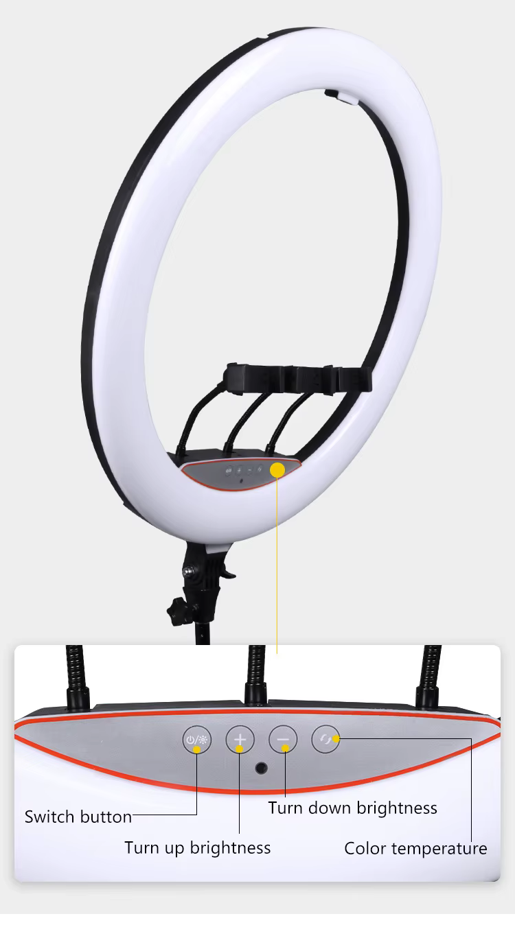 22 inches big bright ring light with long tripod and remote 