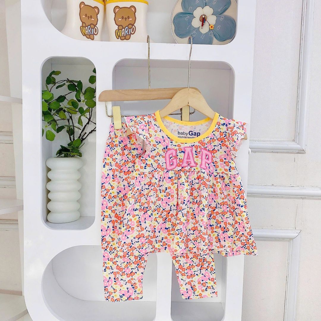 GAP Ruffled Sleeves Long Pants Set - Colourful Flowers