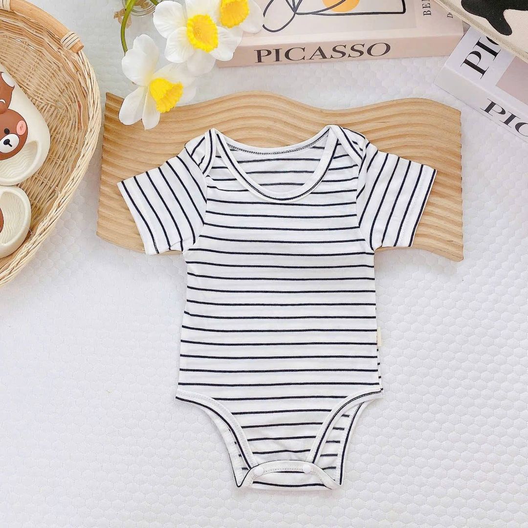 Breezy Baby Romper - Black Stripes 