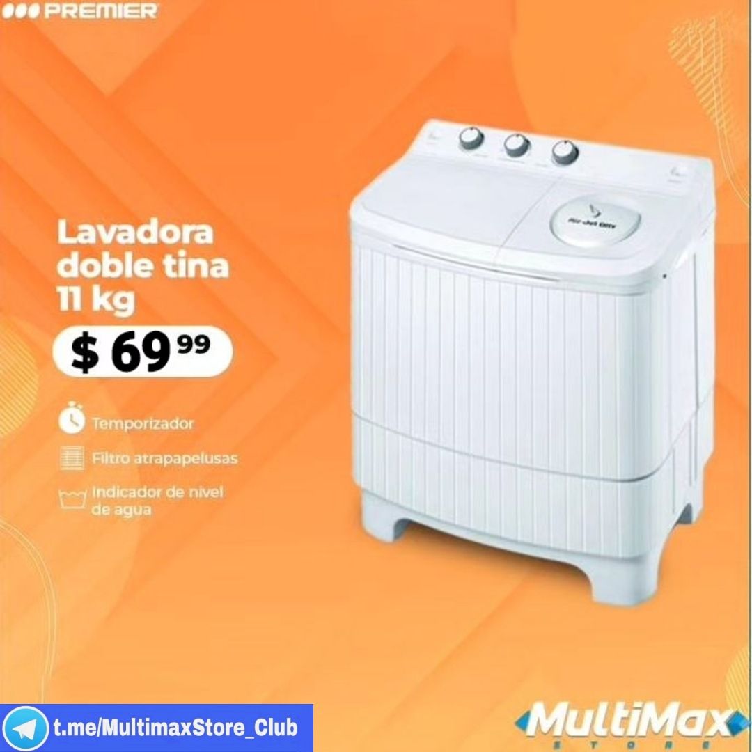 Lavadora Doble Tina 11 KG, Marca Premier