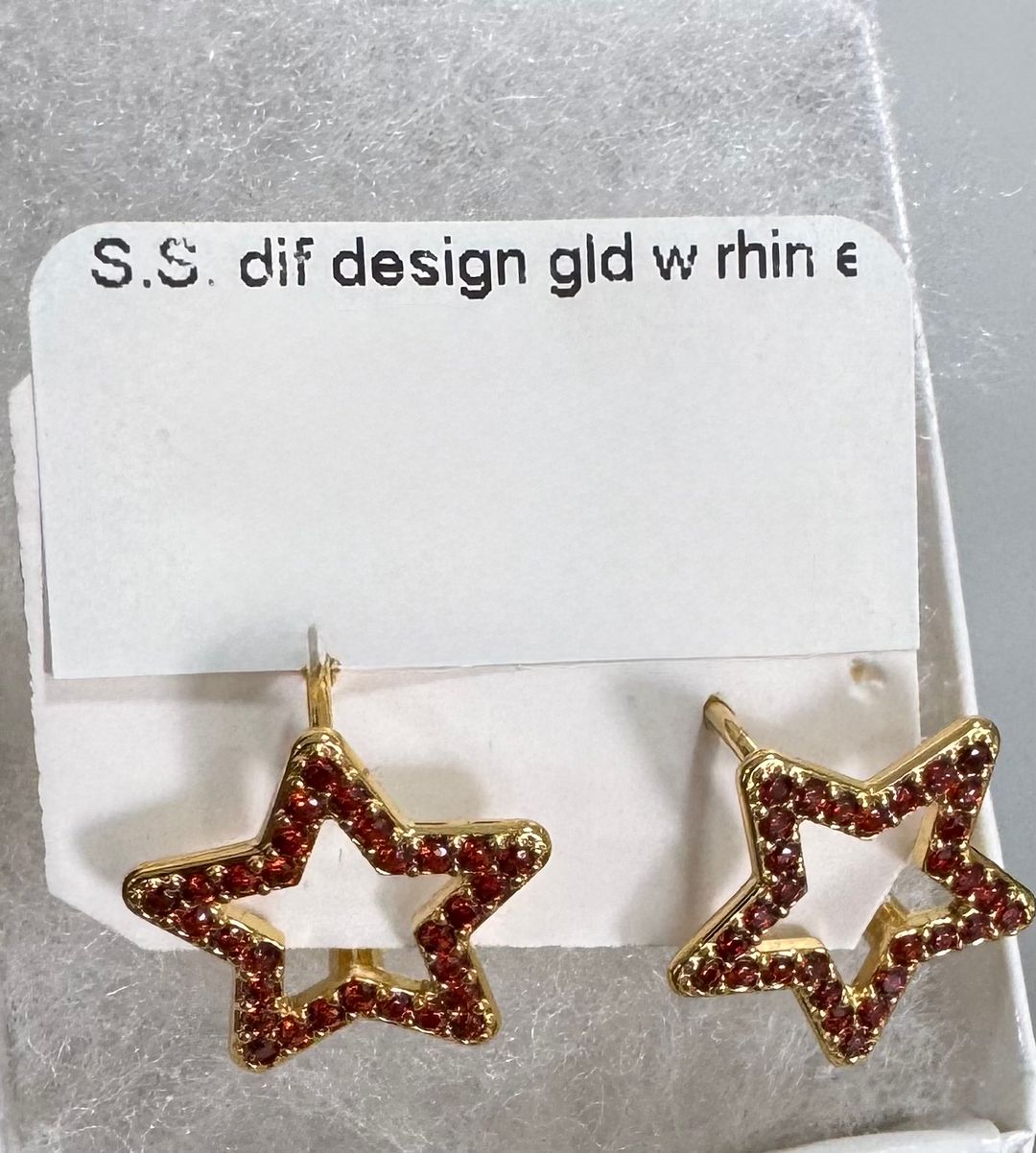 Stainless steel dif design gold with thin earrings